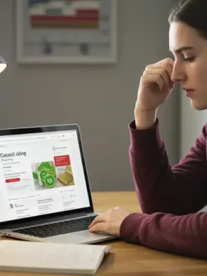 Student planning Canadian student loan repayment on laptop with maple leaf.