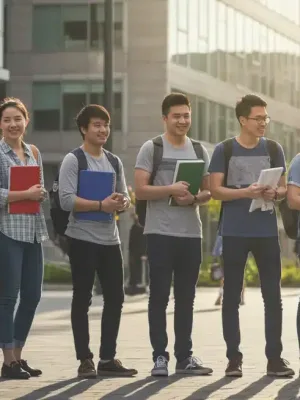 Canadian students on campus discussing OSAP and provincial student aid for 2026 applications