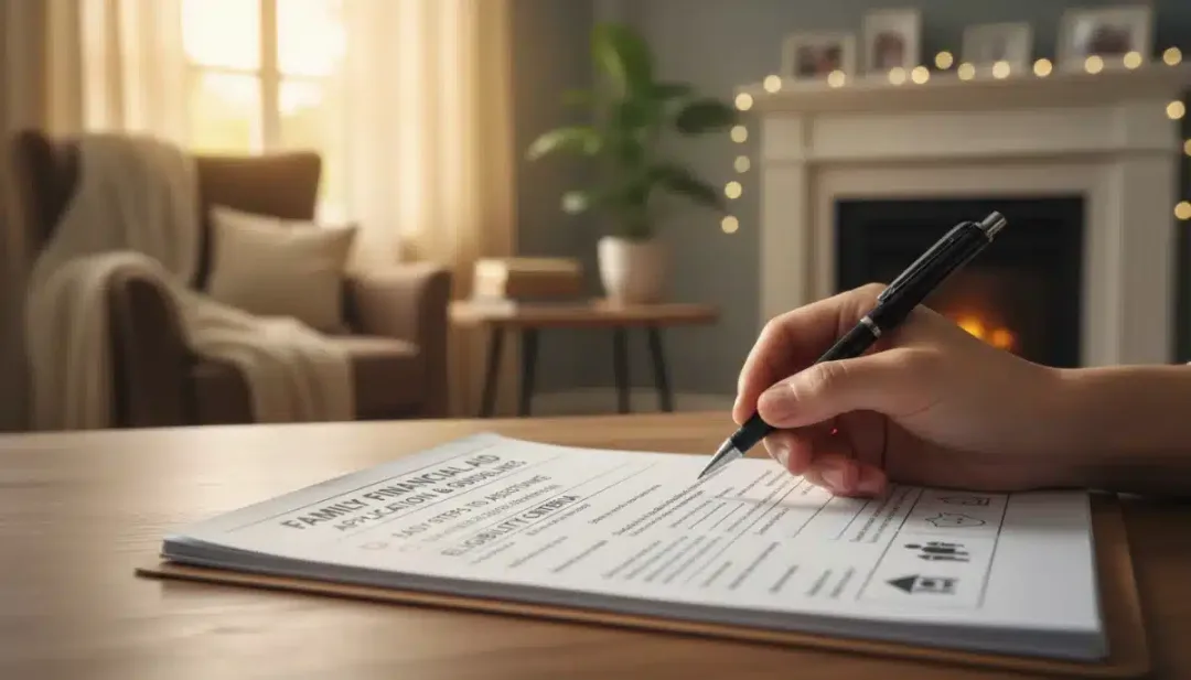 Person reviewing application forms for Canadian financial aid