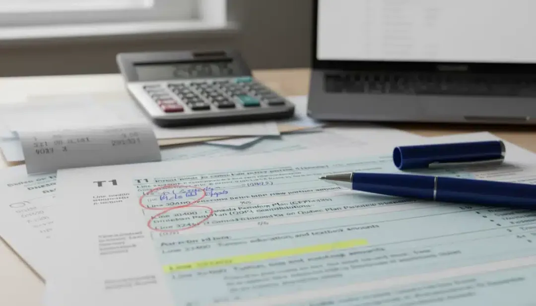 Detailed view of a Canadian tax form indicating new tax credit sections.