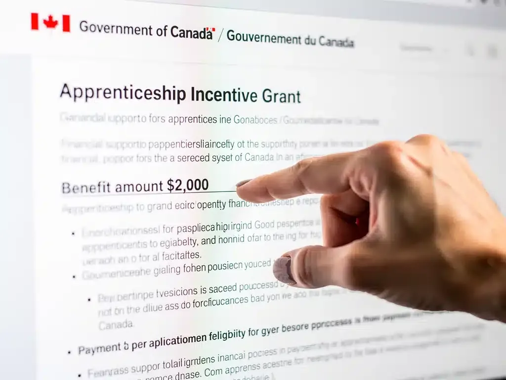 Official document displaying details of the Apprenticeship Incentive Grant.
