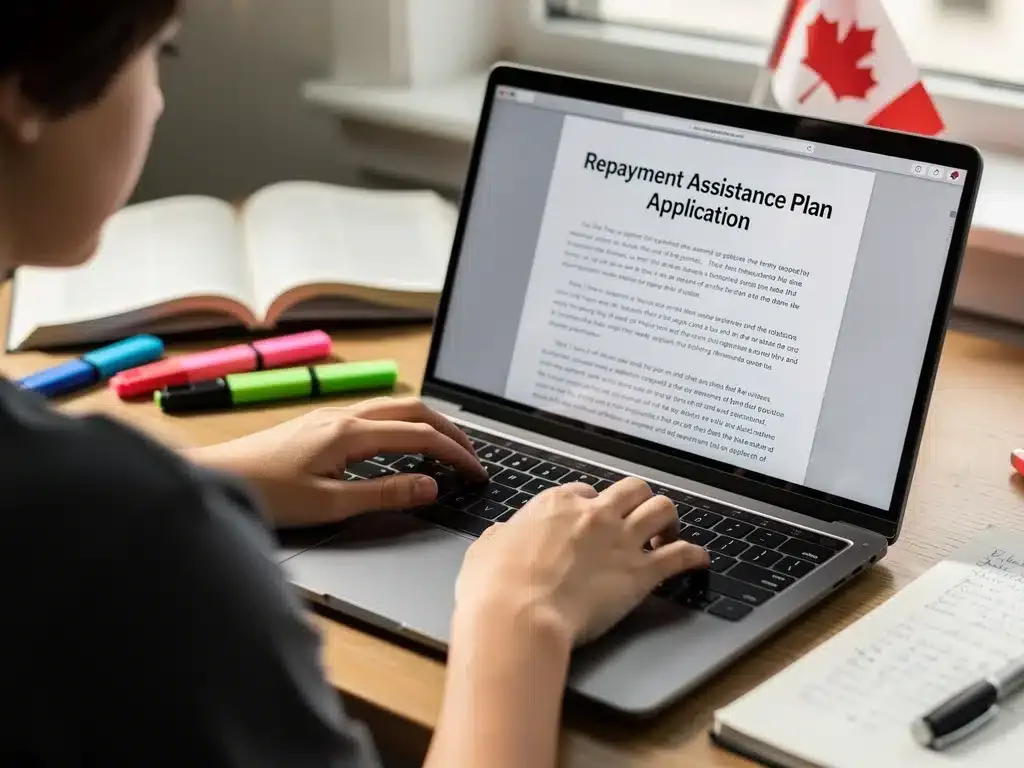 Student applying for Repayment Assistance Plan (RAP) online.