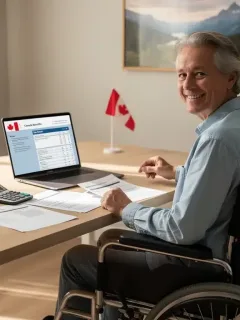 Canadian individual reviewing Disability Tax Credit 2026 application forms, symbolizing financial relief and support.