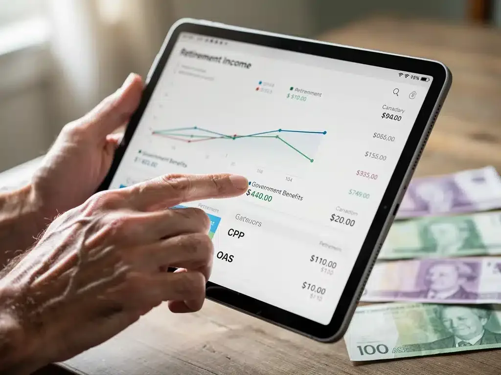 Person calculating retirement income with Canadian benefits