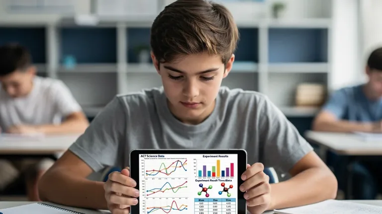 Student preparing for the 2026 Digital ACT Science section on a tablet
