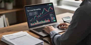 Financial professional analyzing tax-loss harvesting strategies on a laptop