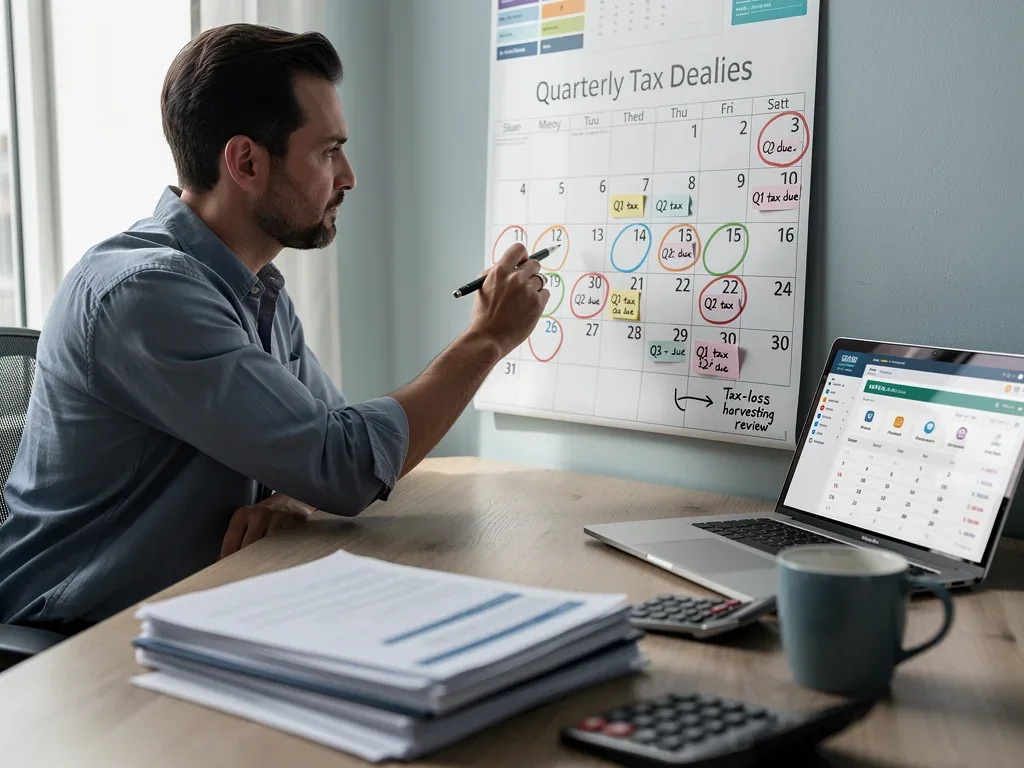 Calendar highlighting important quarterly tax deadlines for investors