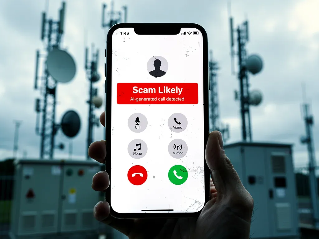 Smartphone displaying scam likely warning