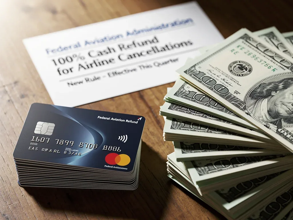 Cash and credit cards symbolizing 100% refund
