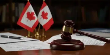 Gavel striking block, symbolizing Bill C-45 passing, impacting Canadian credit reporting.