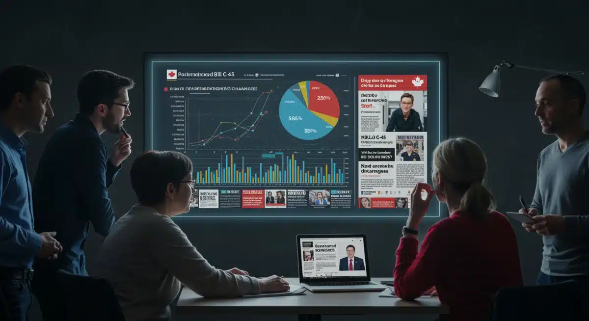 Canadians reviewing financial news about Bill C-45's credit reporting impact.