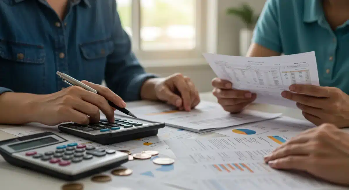 Canadian family budgeting their finances, reflecting concerns over rising inflation and debt.