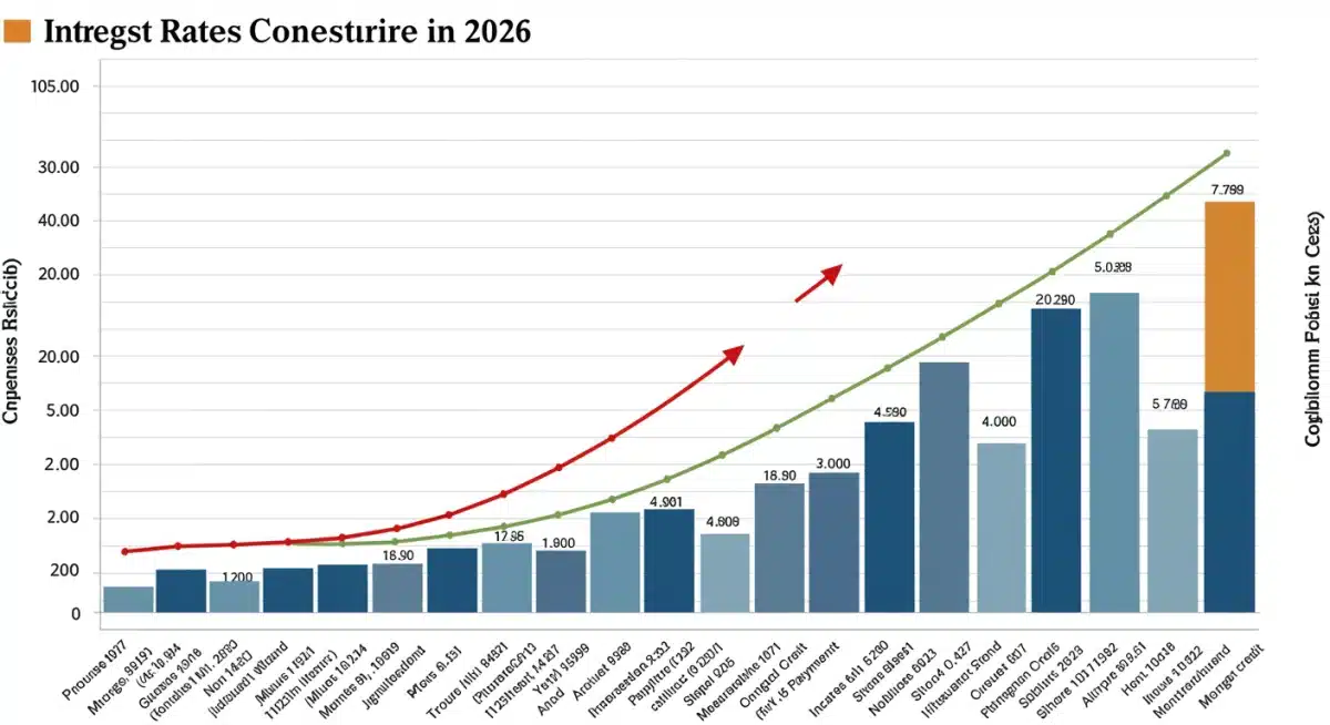 Chart showing projected interest rate impacts on Canadian mortgages and consumer credit by 2026.