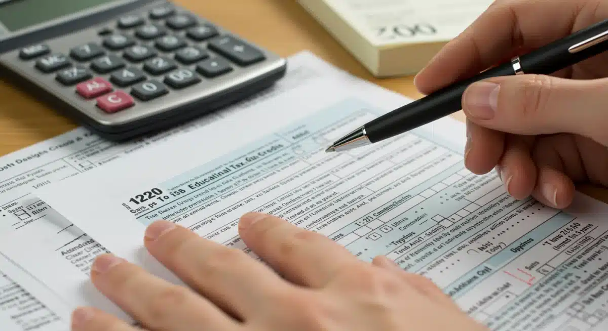 Filling out Canadian tax forms for education expenses.