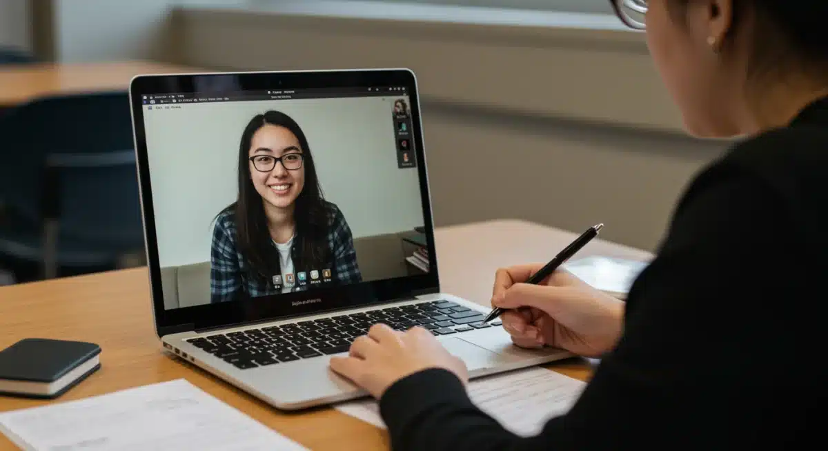 High school student consulting with a Canadian university admissions counsellor online.